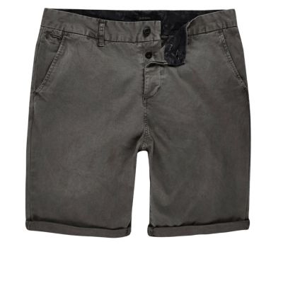 Dark grey slim chino shorts